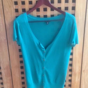 Nine West Short Sleeve Loose Knit Cardigan